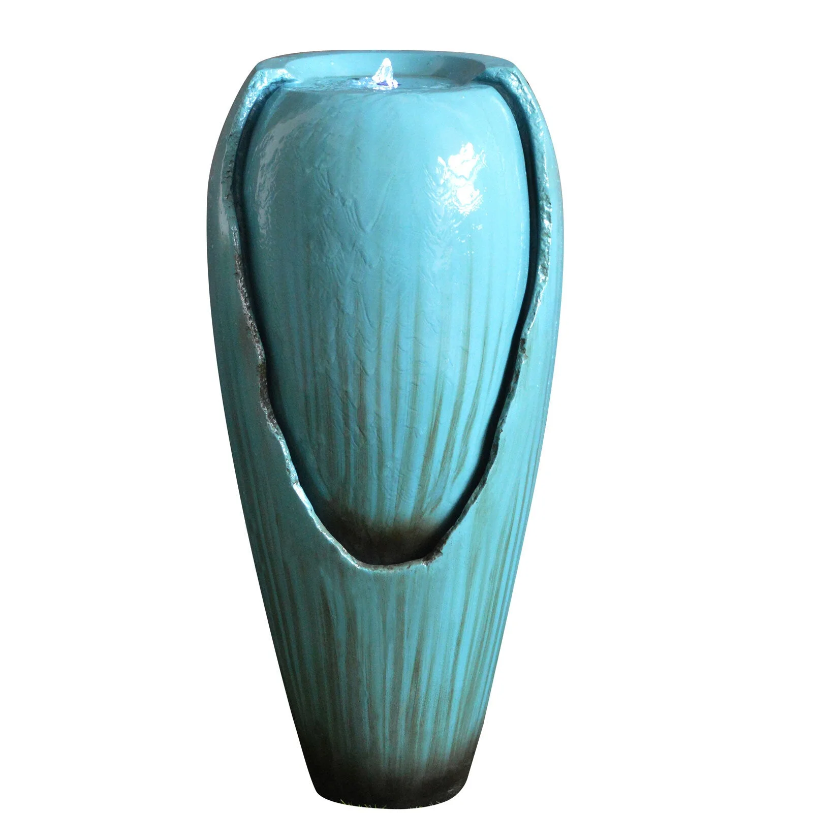 Samland 82CM BROKEN JAR WATER FEATURE FOUNTAIN WITH LED LIGHT BLUE