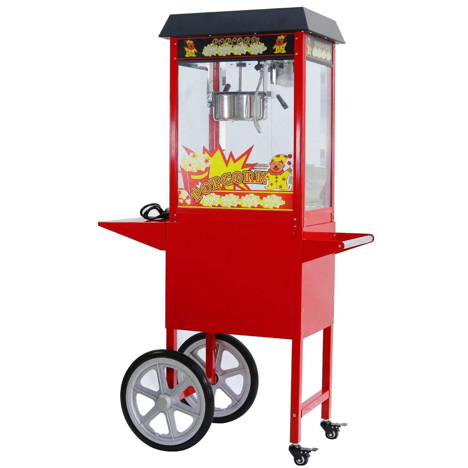 Samland 8OZ Popcorn Machine Maker on the Wheeled Cart Deck Warmer