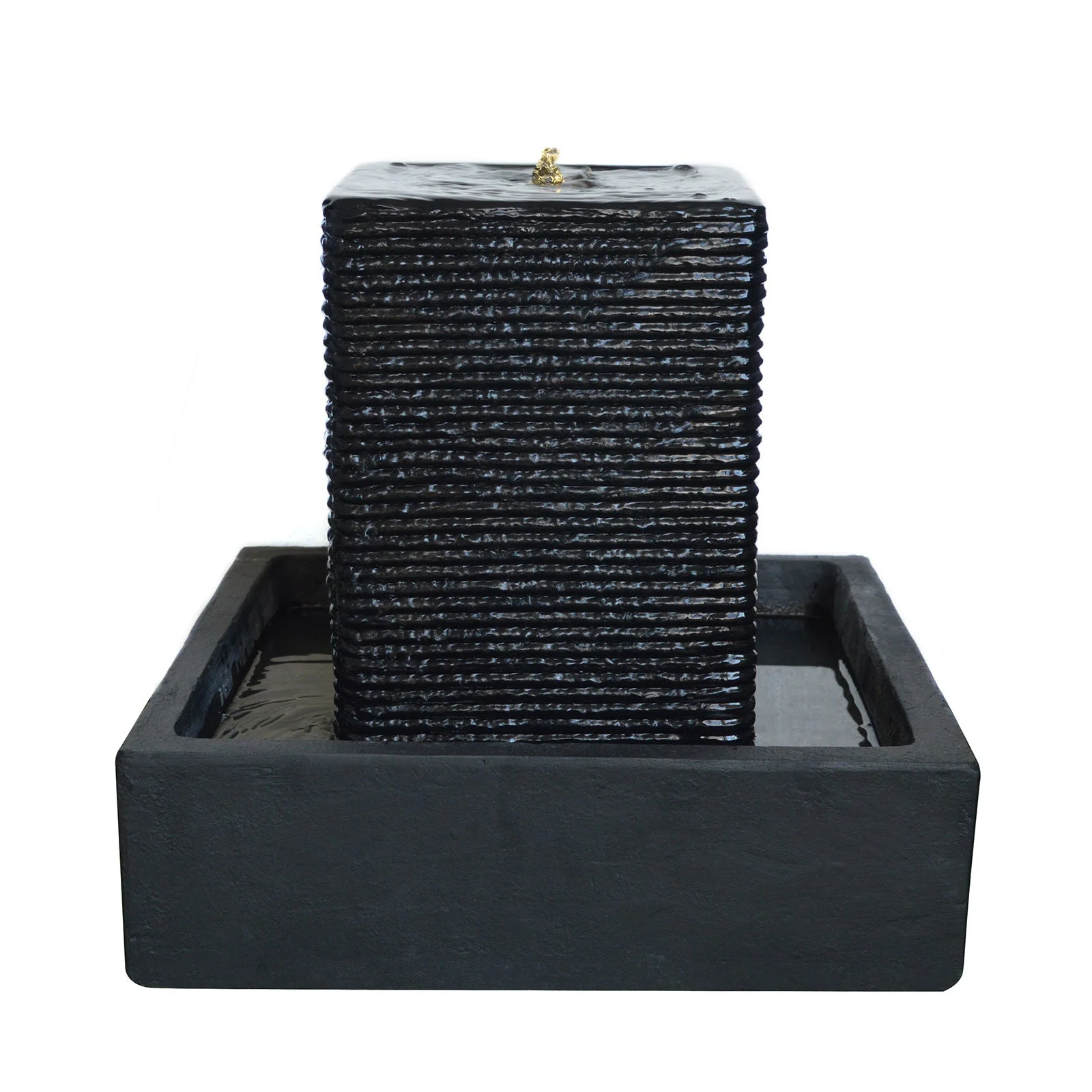 Samland 43CM SQUARE PILLAR WATER FEATURE FOUNTAIN WITH LED LIGHTS