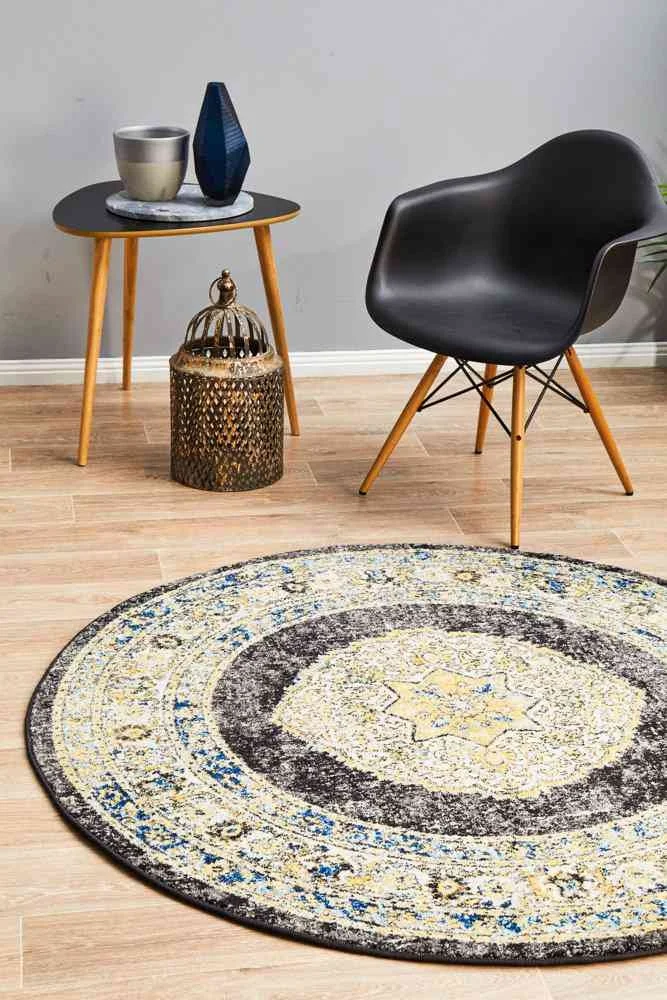 Century 955 Charcoal Round by Rug Culture - 200 x 200 cm - ROUND