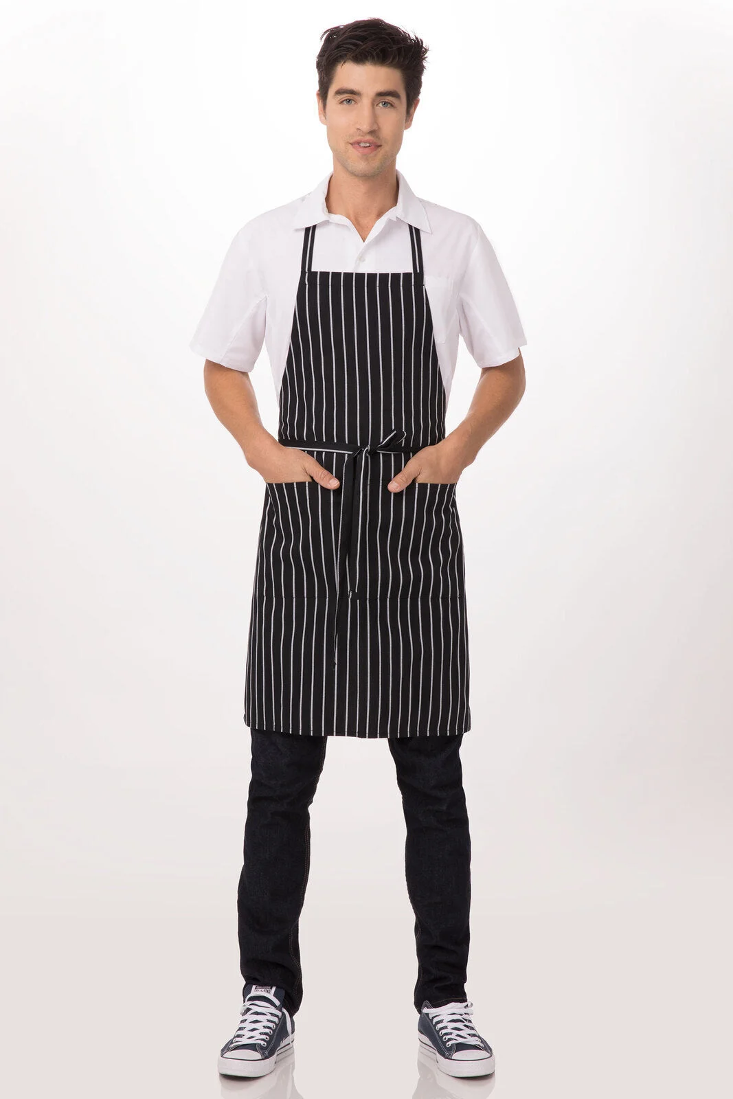 Chalk Stripe Black Bib Apron by Chef Works