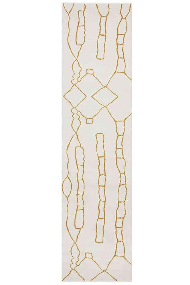 Paradise Runner Amy Gold by Rug Culture - 400X80CM - RUNNER