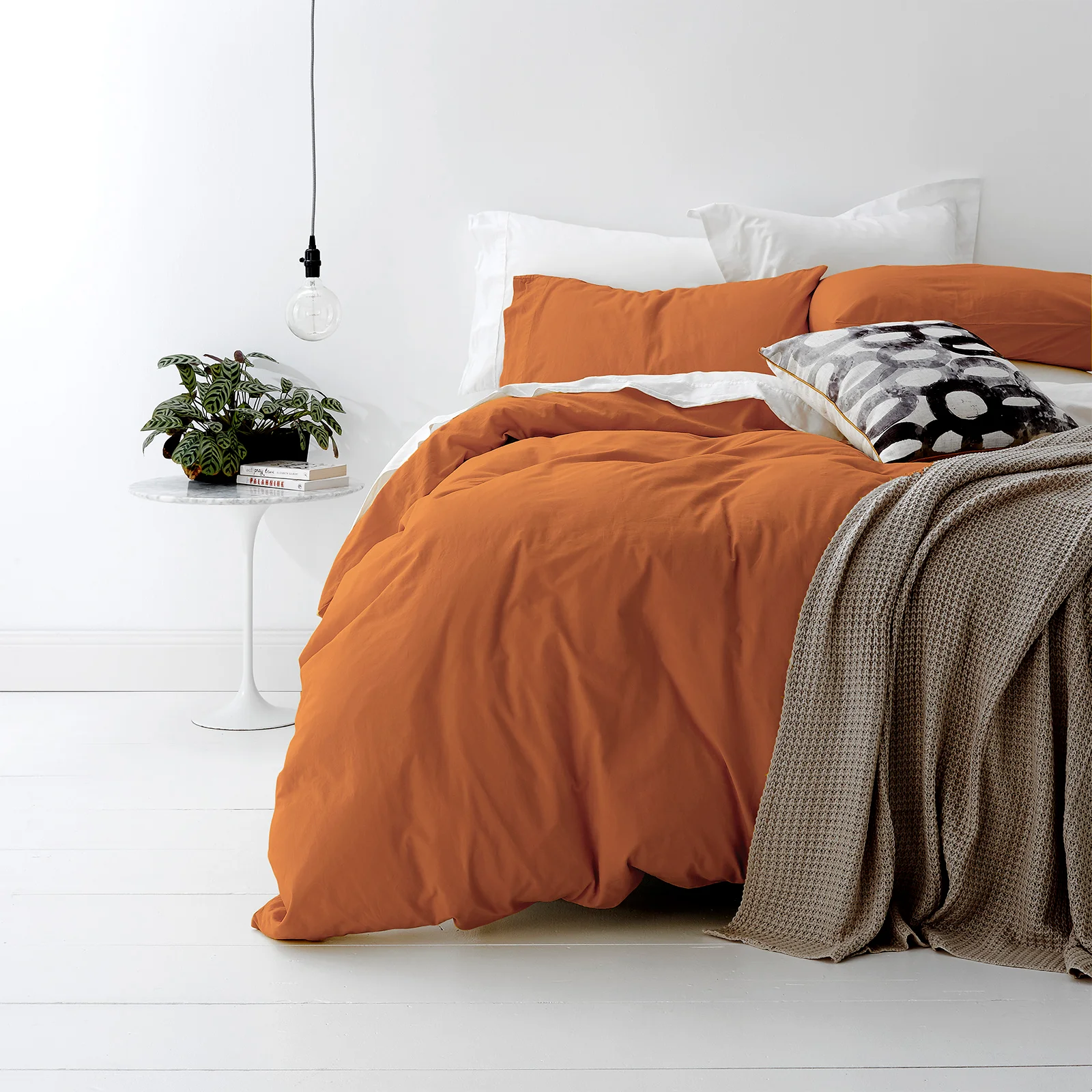 European Vintage Washed Cotton Auburn Quilt Cover Set by Park Avenue Super King