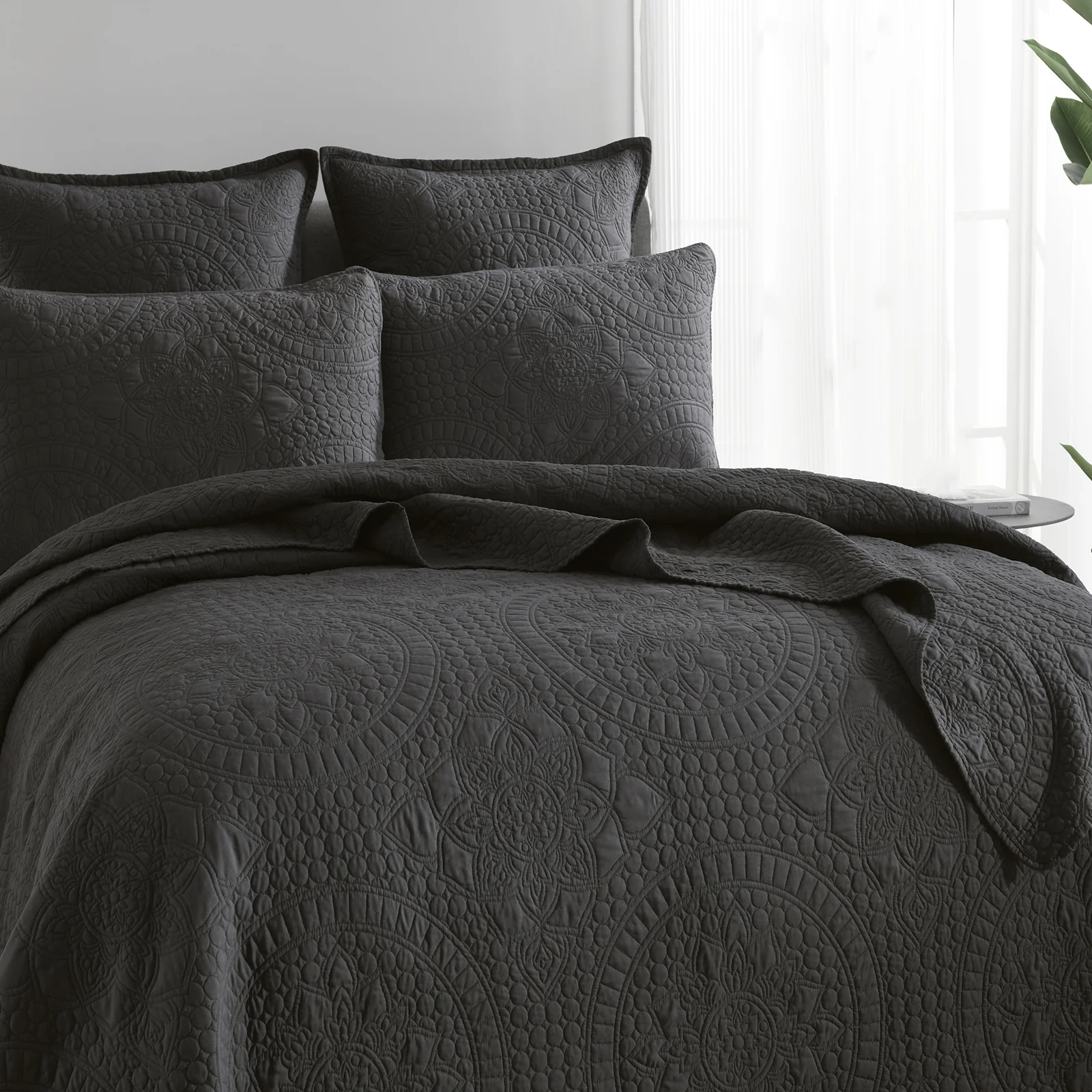 Asher Jacquard Coverlet Grey Set by Renee Taylor Queen/King