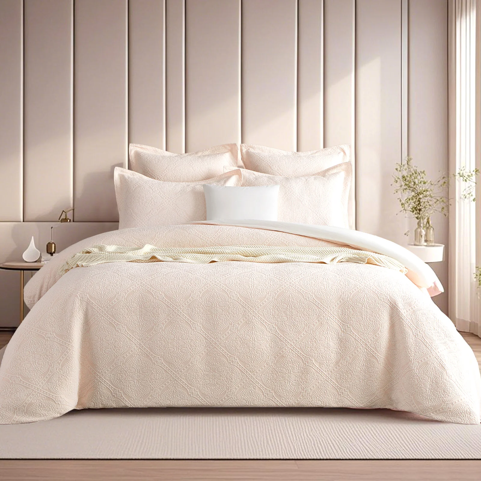 Bella Blush Jacquard King Quilt Cover Set by Renee Taylor