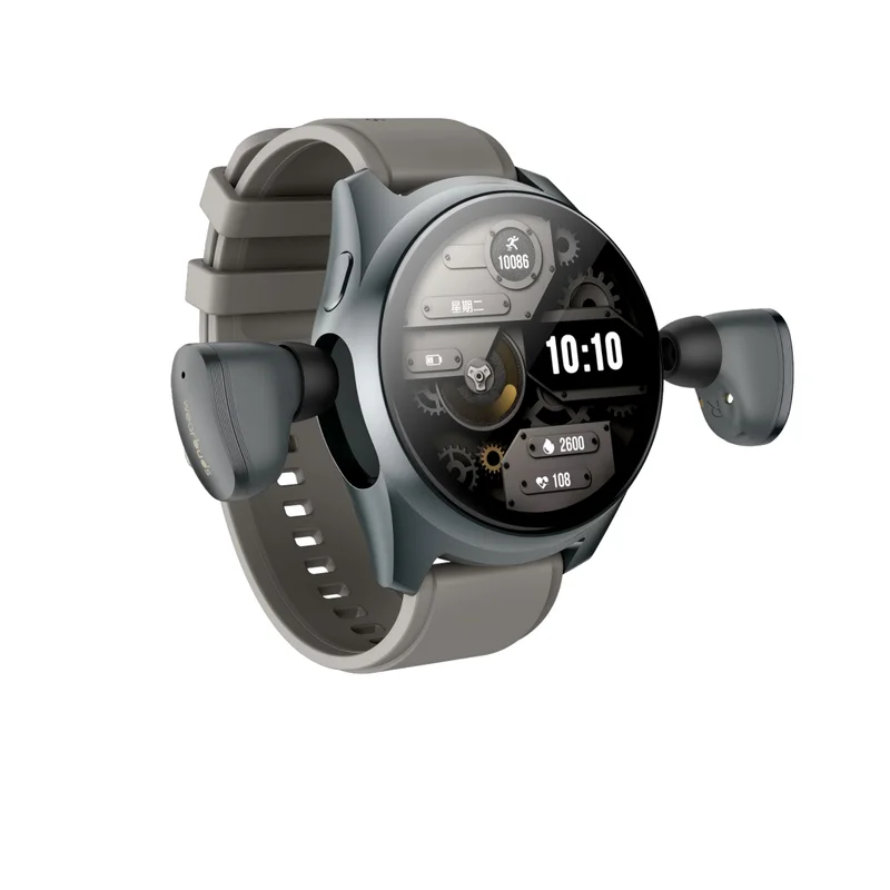 2-in-1 Smartwatch /Earphones & Charging Dock | 4GB MP3, Health Tracker | Titanium Grey | World’s First Patented