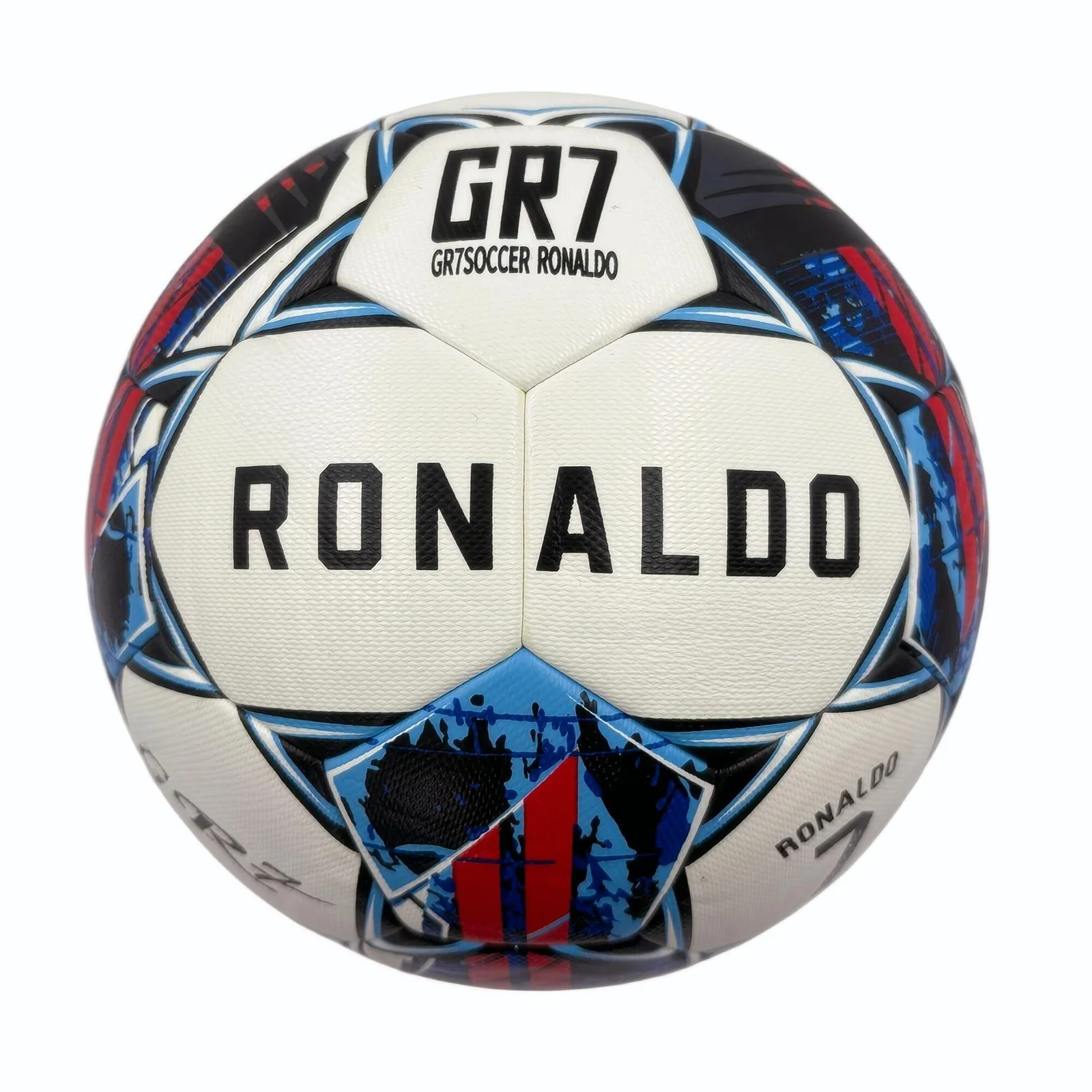 A black, red and blue graffiti football, made of PU, containing a pump+air needle+net bag, a gift for Christmas Boxing Day,soccer