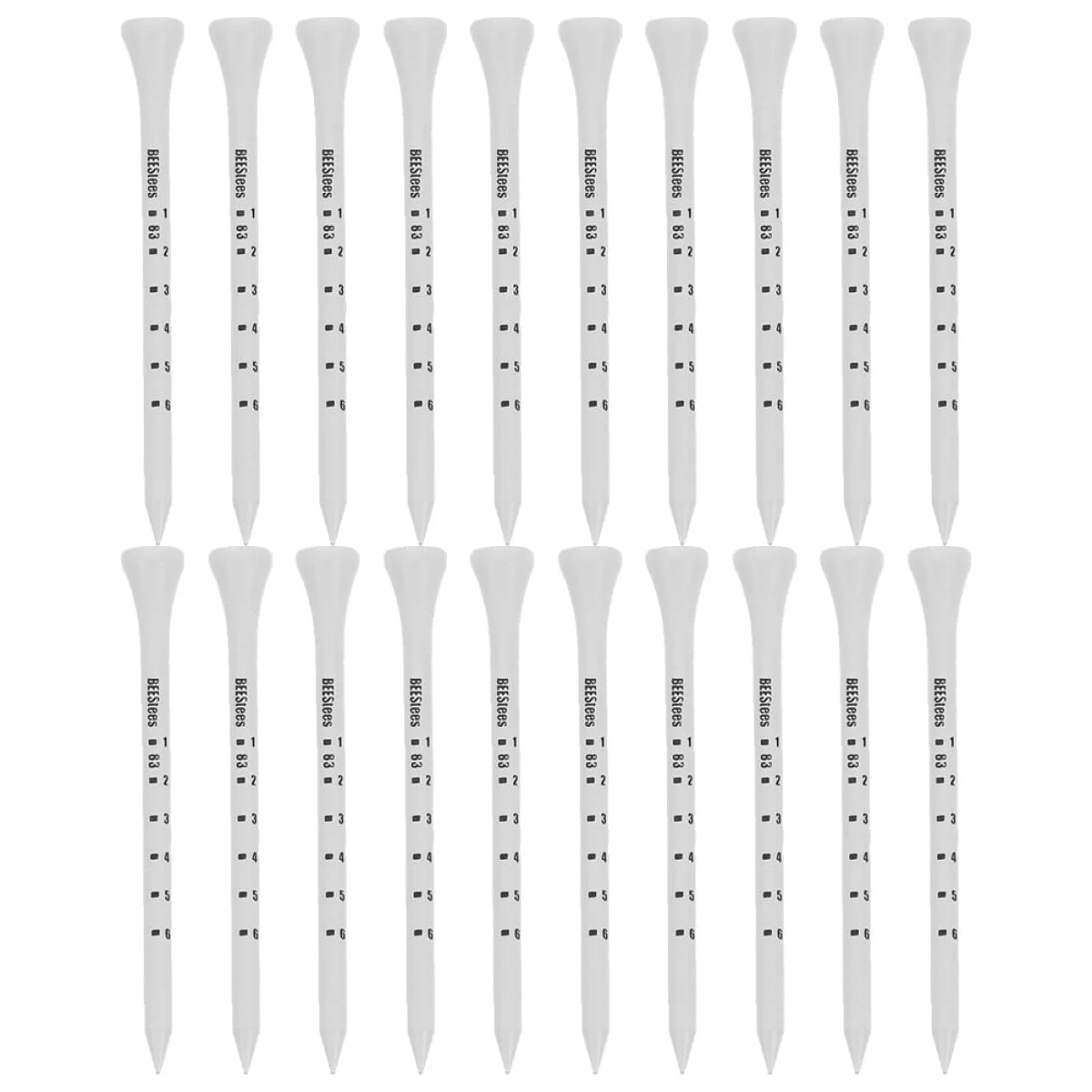 Golf Tee Pack of 100 with Measurement Scale – White Plastic Tees for Driving Range, Practice & Tournament Use (White)