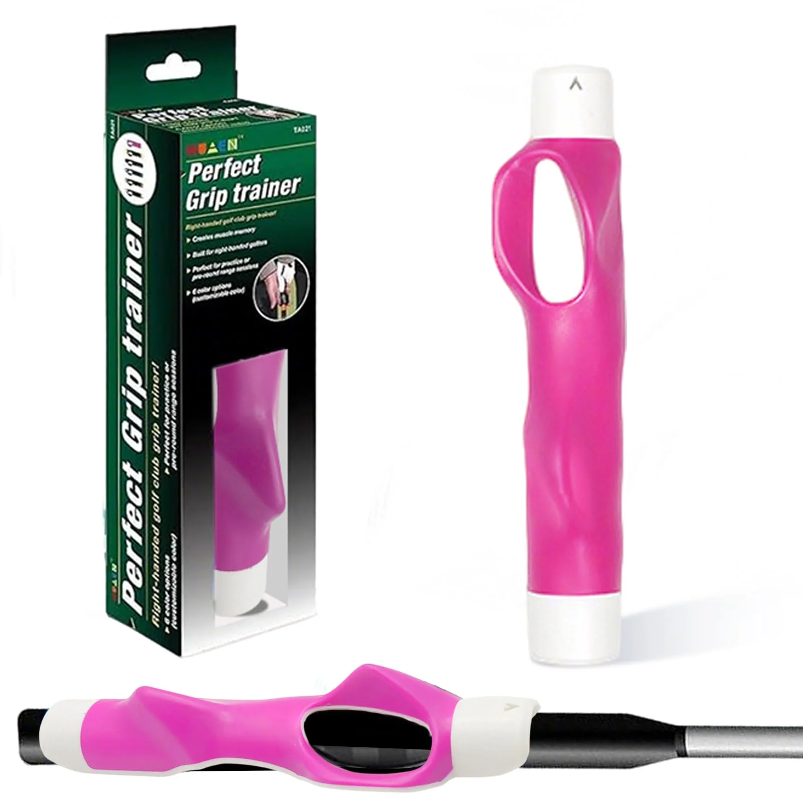 Golf Grip Trainer for Right-Handed Players – Correct Hand Position Tool with Non-Slip Rubber, Fits Most Clubs (Red) | Other Colors Available in Store