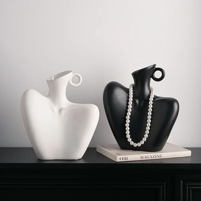 Wabi-Sabi Human Form Vase Set (Black & White) – Artistic Home Decor for Flowers | Other Luxury Styles Available in Store