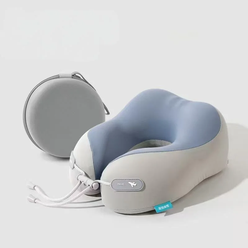 Cooling Memory Foam Neck Pillow for Travel-U-Shaped Ergonomic Travel Pillow for Adults,Flight Neck Pillow with Portable Case,Breathable Ice Silk Cover,Slow Rebound Support for Airplane,Car