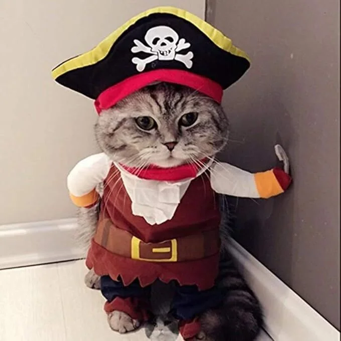 pet products New Funny Pet Clothes Pirate Dog Cat Costume Suit Corsair Dressing up Party Apparel Clothing for Cat Dog Plus Hat