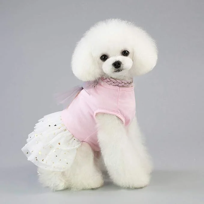 pet products Small Dog Dress Female Tiny Puppy Clothes Girl Tutu for Dogs Dresses Harness Birthday Apparel（Chest circumference47cm, back length35cm, neck circumference32cm）