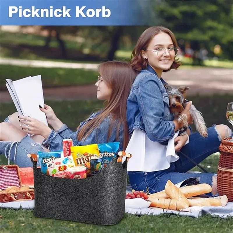 Wooden Firewood Storage Felt Basket Foldable