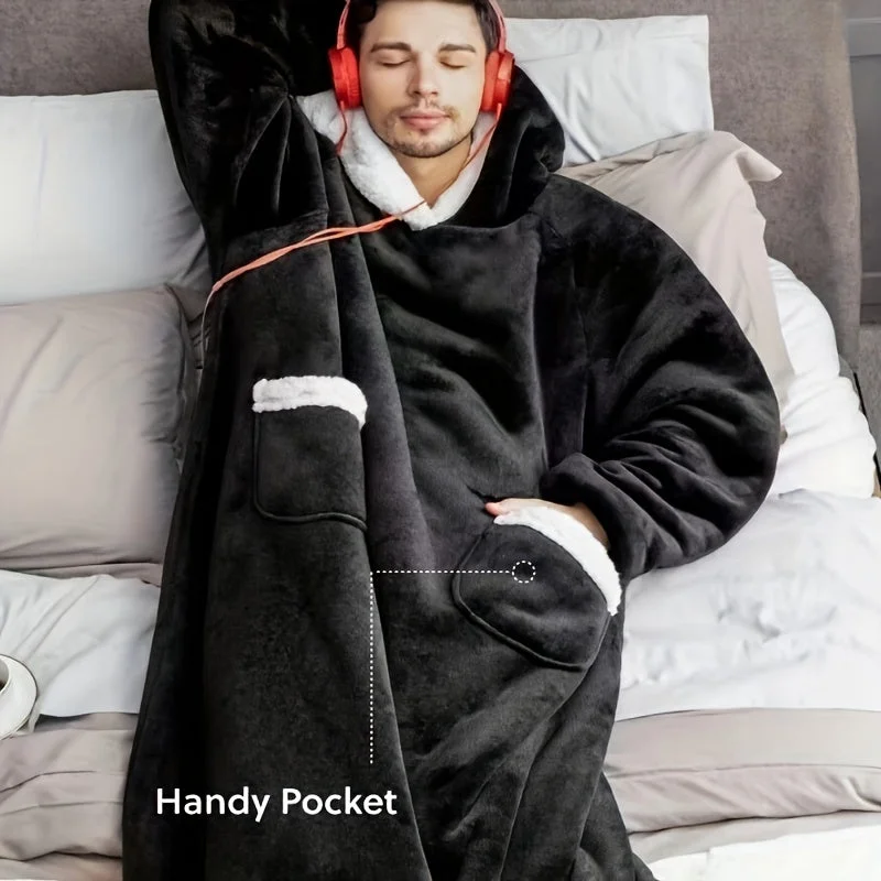 Flannel Hooded TV Blanket for Winter Warmth