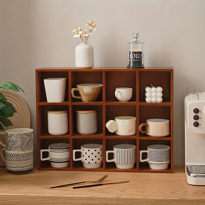 Wood Storage Box & Cup Organizer