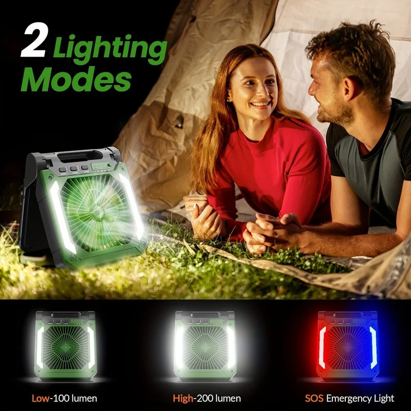 20000mAh Solar Camping Fan with LED Light