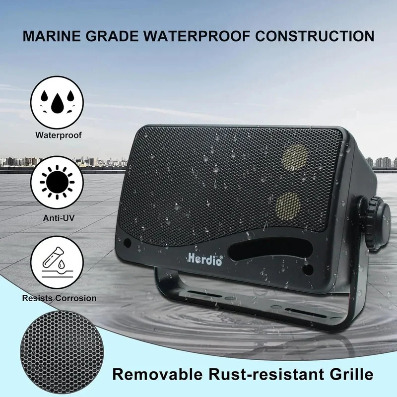 3-Way Waterproof Wall Mount Speakers Black