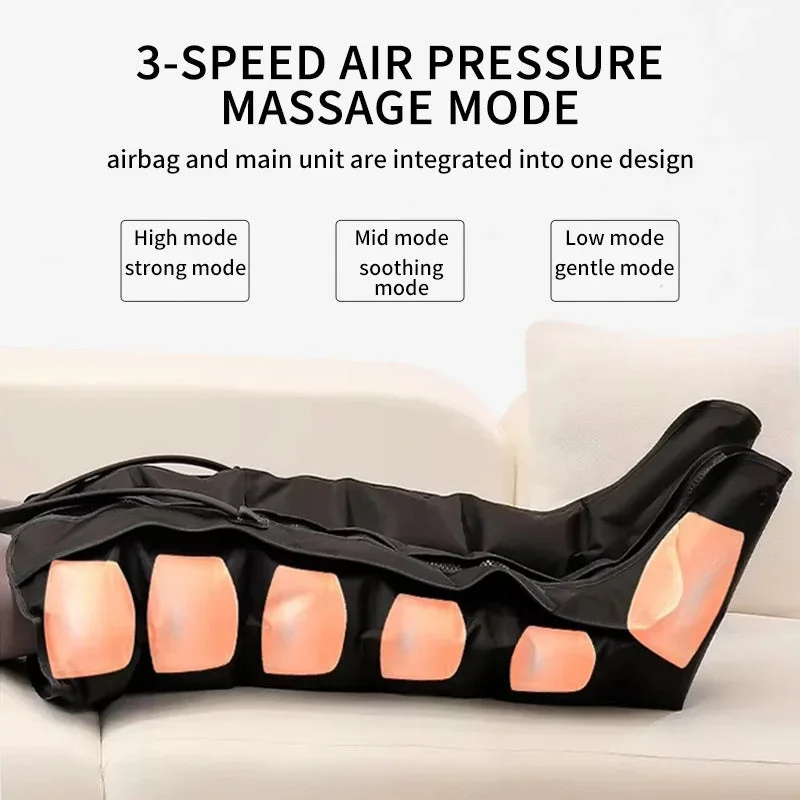 360 Air Pressure Leg Massager Boots with Remote Black