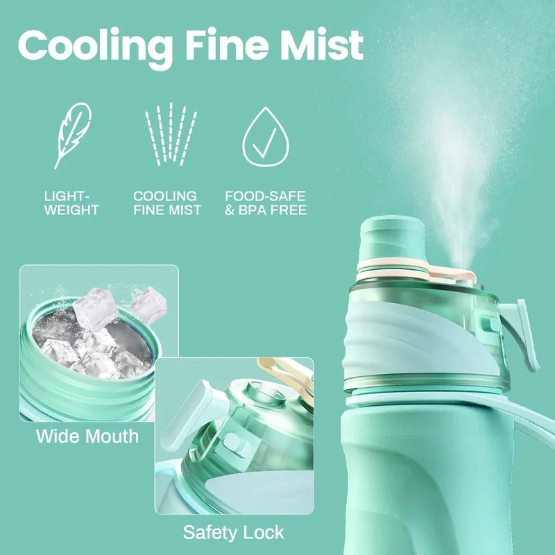 750ML Spray Water Bottle Green