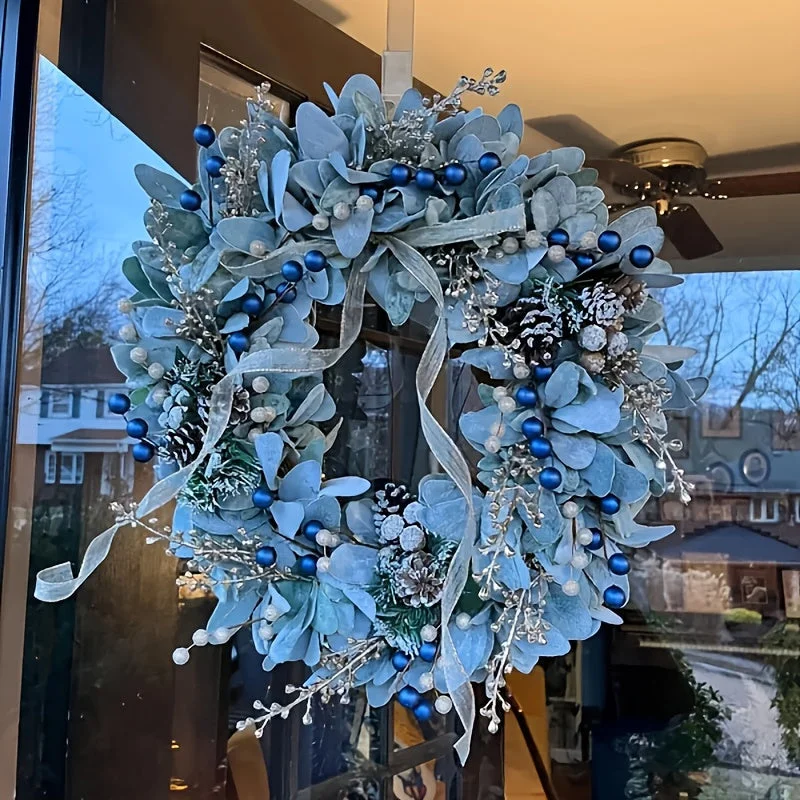 Blueberry Eucalyptus Wreath with Golden Accents