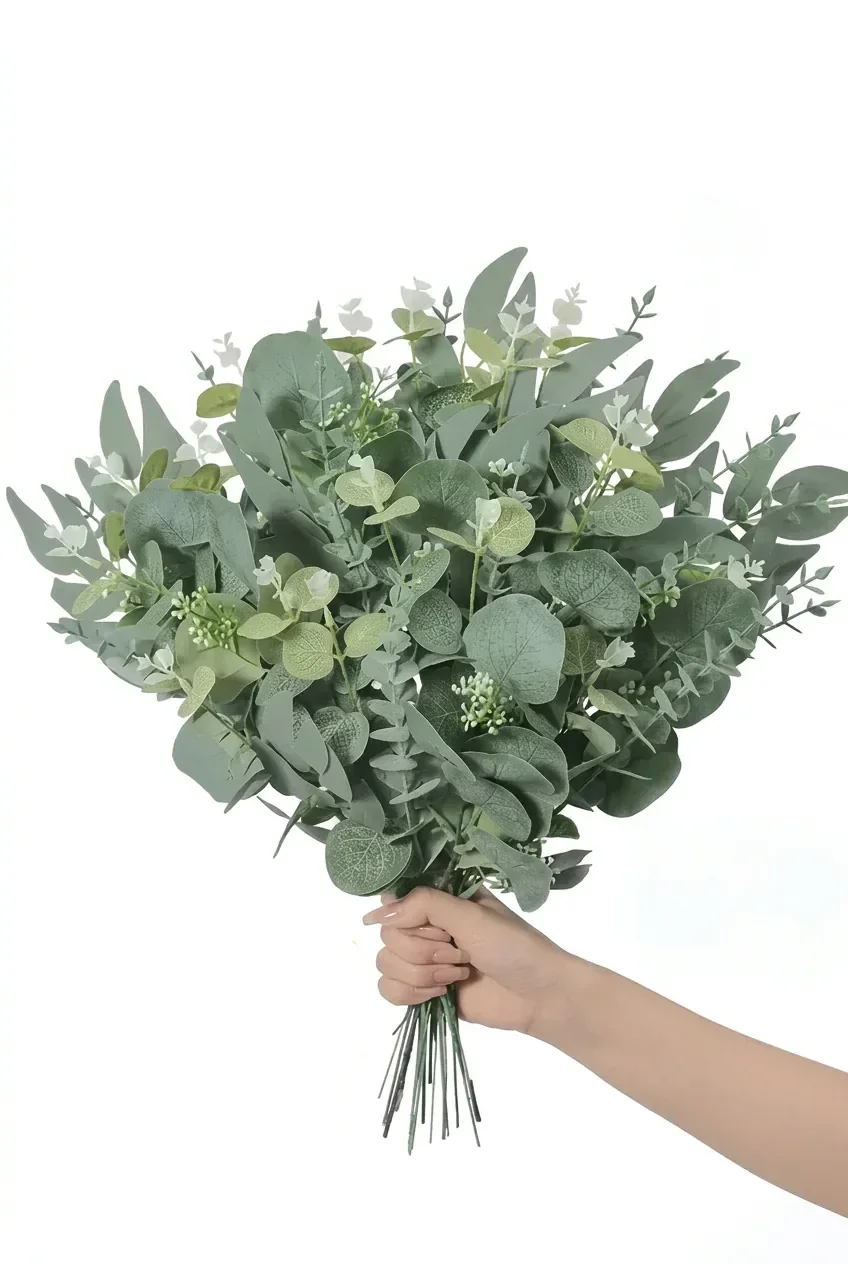Artificial Eucalyptus & Willow-Style Greenery Stems, 50-Piece Mixed Foliage Set