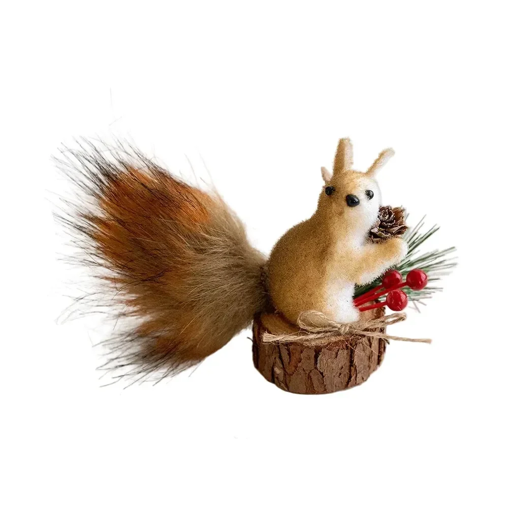 Artificial Sitting Squirrel Christmas Tree Ornament 9x5x13cm