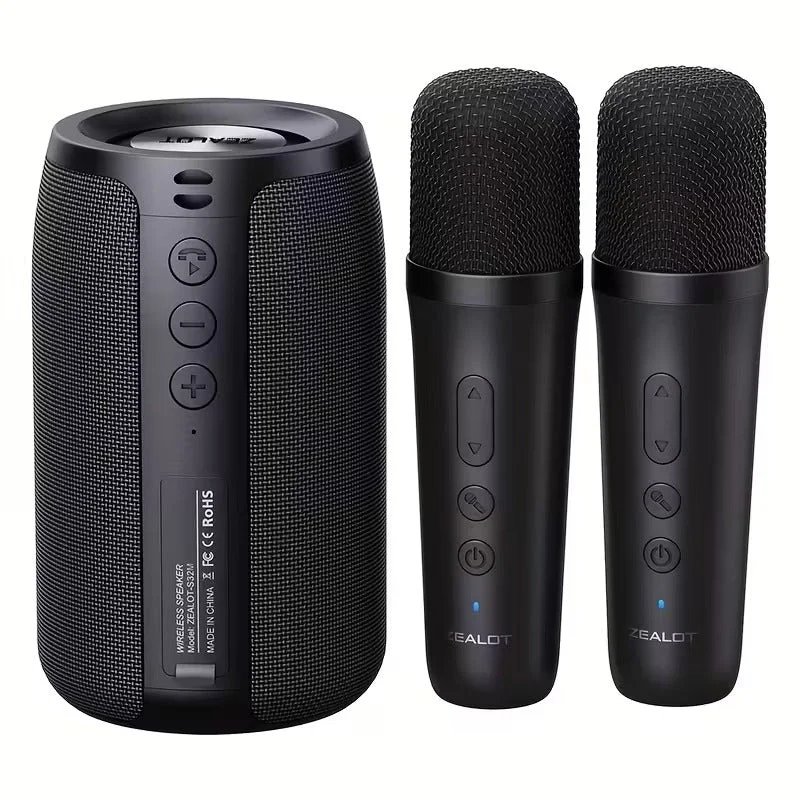 Wireless Speaker with Dual Karaoke Microphones