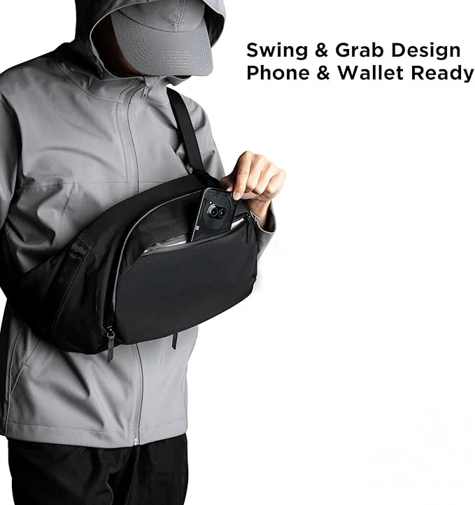 Crossbody Left Shoulder 7.5L - Crossbody Bag Men,Sling Backpack - Fits 11" Tablet - Single Shoulder-Black