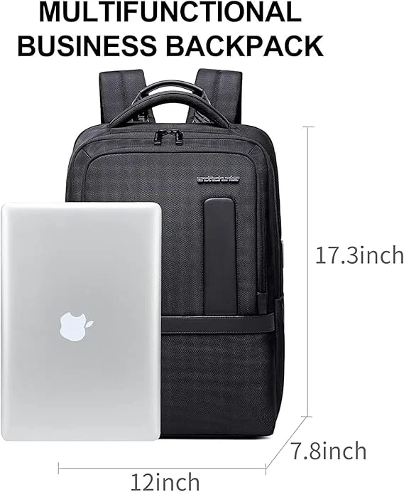 27L Laptop Backpack for Men–USB & Type-C Charging Port, Water-Resistant, Fits 16" Laptop, Expandable, Perfect for Office and Travel-Black