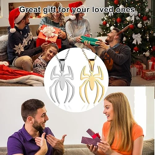 Spider Pendant Necklace Surgical Steel Superhero Spiderman Jewelry for Kids-1 pair