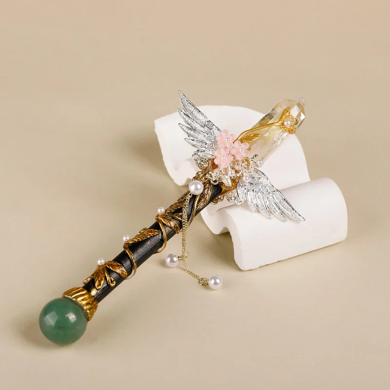 Handmade Crystal Wand, Natural Raw Gemstone Scepter, Magic Healing Wand Citrine