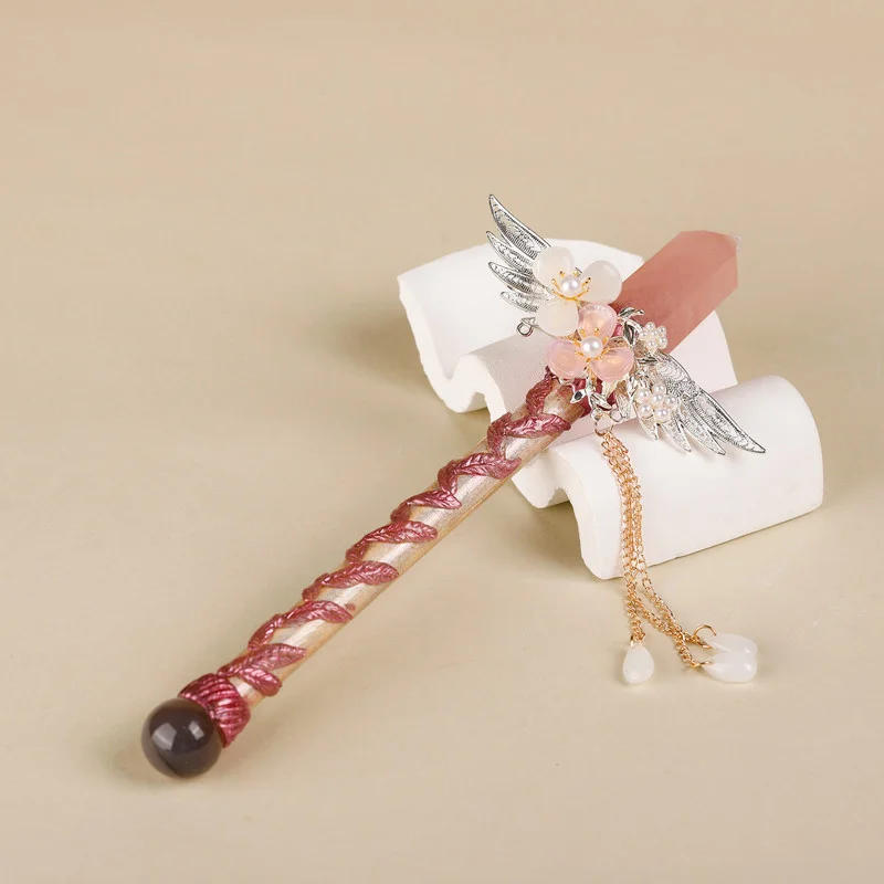 Handmade Crystal Wand, Raw Gemstone Scepter, Natural Magic Wand Rose Quartz