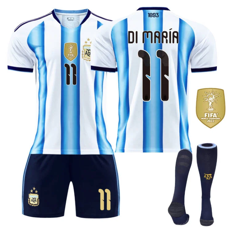 2026 FIFA World Cup Argentina Home Jersey #10 Messi #9 Alvarez #22 Martinez #20 Enzo Football Shirt Fan Edition Children/Adult Sizes 16-XXL(Di María + SizeM)