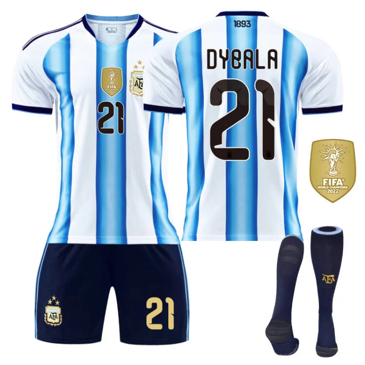 2026 FIFA World Cup Argentina Home Jersey #10 Messi #9 Alvarez #22 Martinez #20 Enzo Football Shirt Fan Edition Children/Adult Sizes 16-XXL(Dybala + SizeXL)