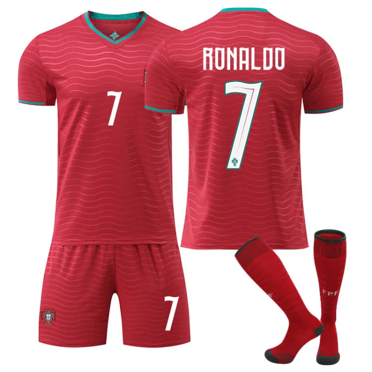 2026 FIFA World Cup Portugal Home Red Soccer Jersey #7 Ronaldo ，#8 Bruno Fernandes#10 Bernardo Silva#17 Rafael Leão Football Shirt Fan Edition Adult Sizes(Ronaldo + Size24)