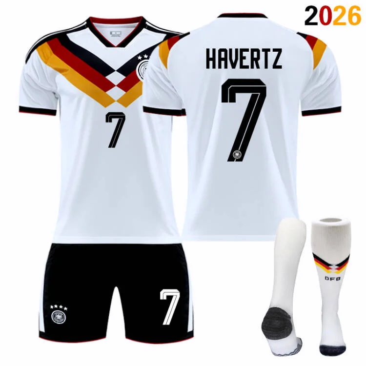2026 FIFA World Cup Germany Home Football Jersey #Manuel Neuer #Joshua Kimmich, #Kai Havertz, #Toni Kroos, #Jamal Musiala, #Nick Woltemade, #Thomas Müller, #Florian Wirtz, #Leroy Sané Fan Version Football Jersey Children/Adult Sizes Breathable Fabric(Kai 