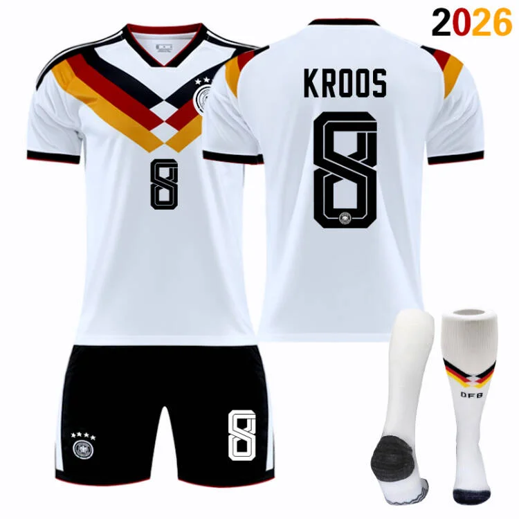 2026 FIFA World Cup Germany Home Football Jersey #Manuel Neuer #Joshua Kimmich, #Kai Havertz, #Toni Kroos, #Jamal Musiala, #Nick Woltemade, #Thomas Müller, #Florian Wirtz, #Leroy Sané Fan Version Football Jersey Children/Adult Sizes Breathable Fabric(Toni