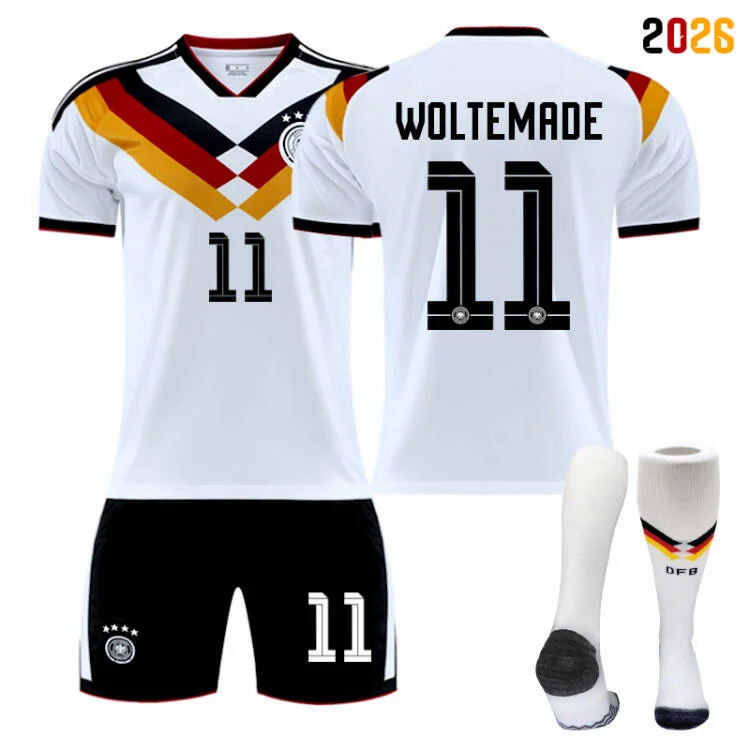 2026 FIFA World Cup Germany Home Football Jersey #Manuel Neuer #Joshua Kimmich, #Kai Havertz, #Toni Kroos, #Jamal Musiala, #Nick Woltemade, #Thomas Müller, #Florian Wirtz, #Leroy Sané Fan Version Football Jersey Children/Adult Sizes Breathable Fabric(Nick