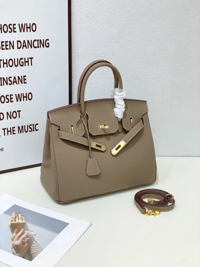 2025- Euro-american Elegant Crocodile Leather Handbag Bag - Birkin 35,elephant gray,palladium Hardware