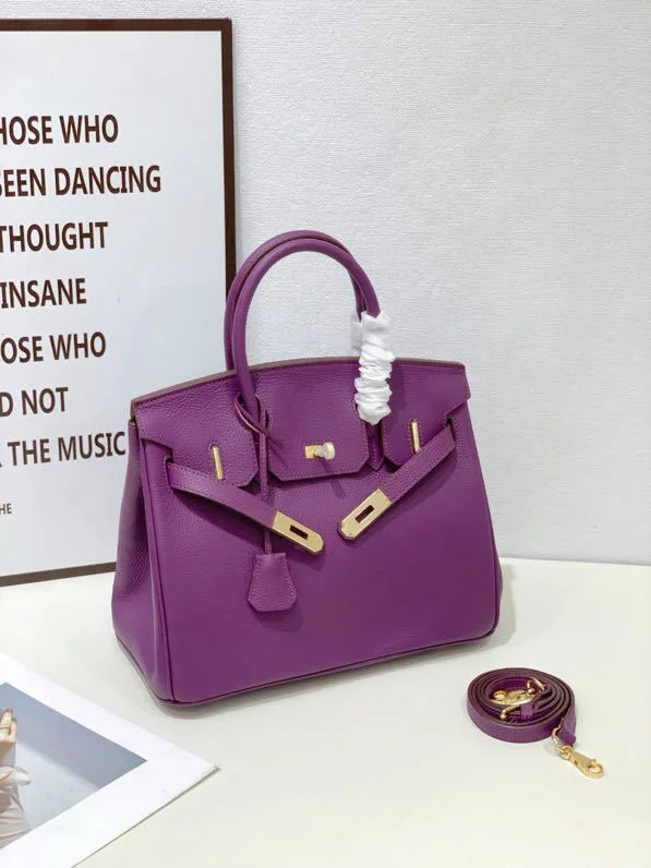 2025- Euro-american Elegant Crocodile Leather Handbag Bag - Birkin 25,violet ,palladium Hardware