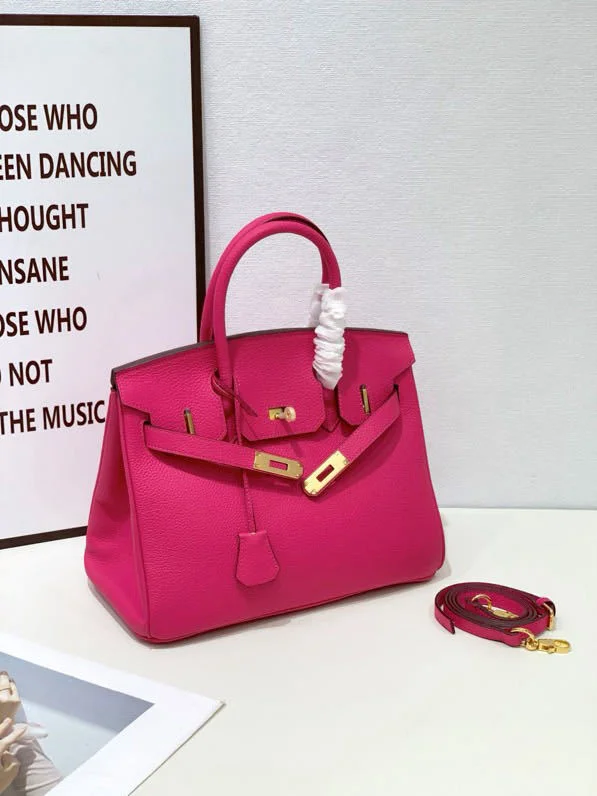 2025- Euro-american Elegant Crocodile Leather Handbag Bag - Birkin 25,rose red ,palladium Hardware