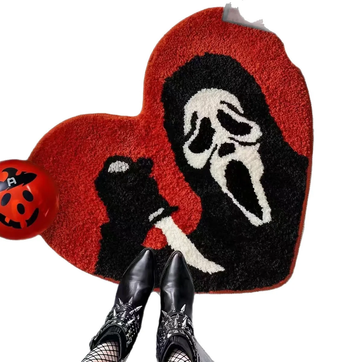 Halloween Faux Cashmere Area Rug - Festive Spooky Decor Floor Mat