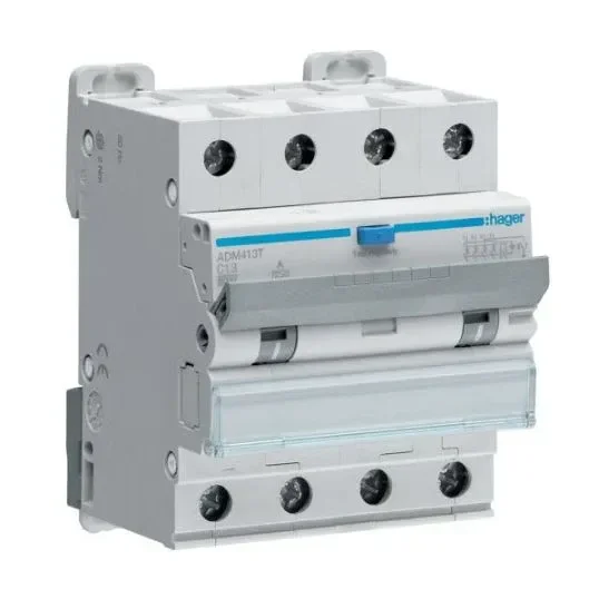 Hager Combination RCD Circuit Breaker RCBO 4Pole 40 Amp 230/400-240/415VAC 6 kA DIN Rail | ADM440T