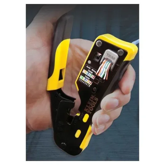 Klein Ratcheting Cable Crimper/Stripper/Cutter 15.5cm Steel with Black Oxide Yellow/Black Handle | A-VDV226-110