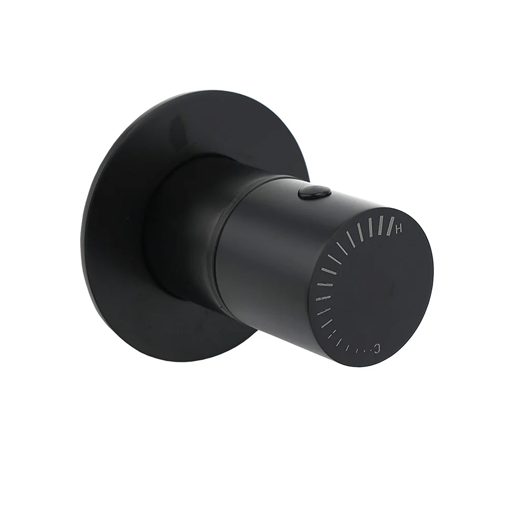 Watermark Matt Black Round Bath Shower Mixer Hot Cold Tap Valve Turn No Handle