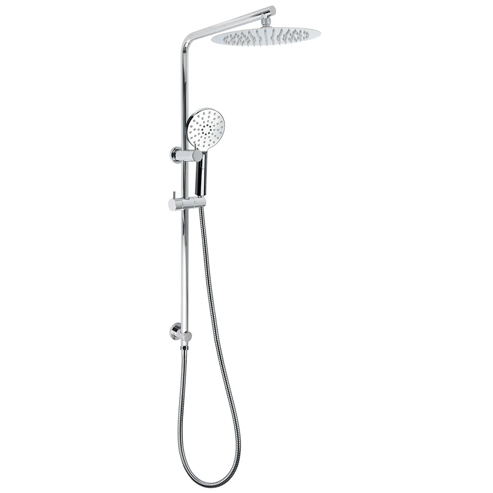 Twin Shower Set 10" Rainfall Head 3 Modes Handheld Rose Silde Rail Chrome Round