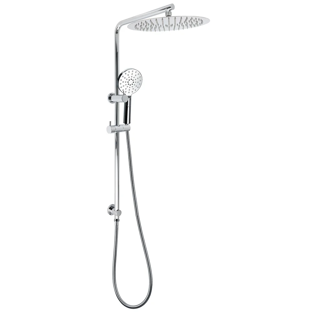 WELS Twin Shower Set Large Round 12" Rainfall Head 3 Modes Handheld Silde Rail