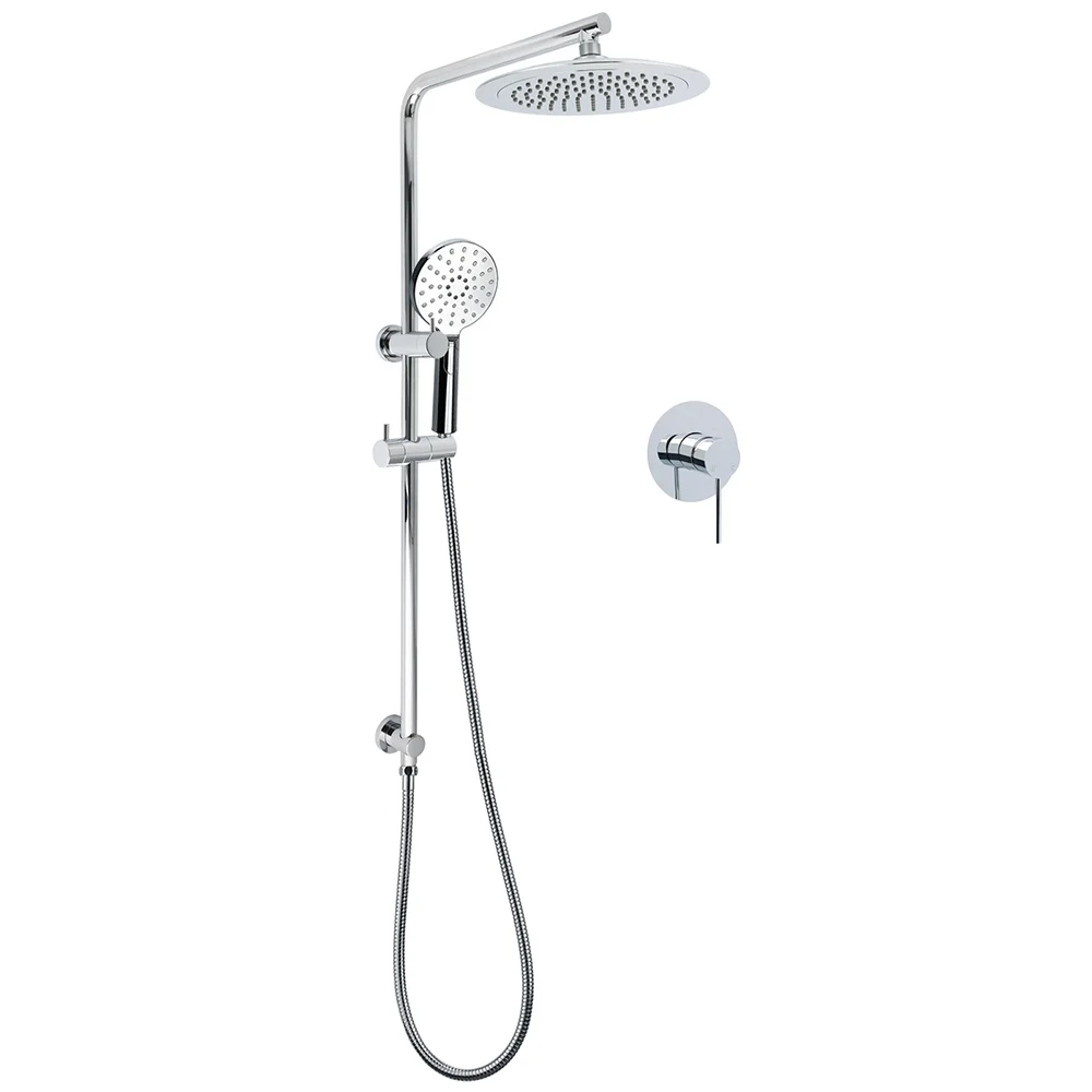 WELS Chrome 9" Rain Shower Head 3 Modes Handheld Rose Slide Rail Set Diverter Mixer