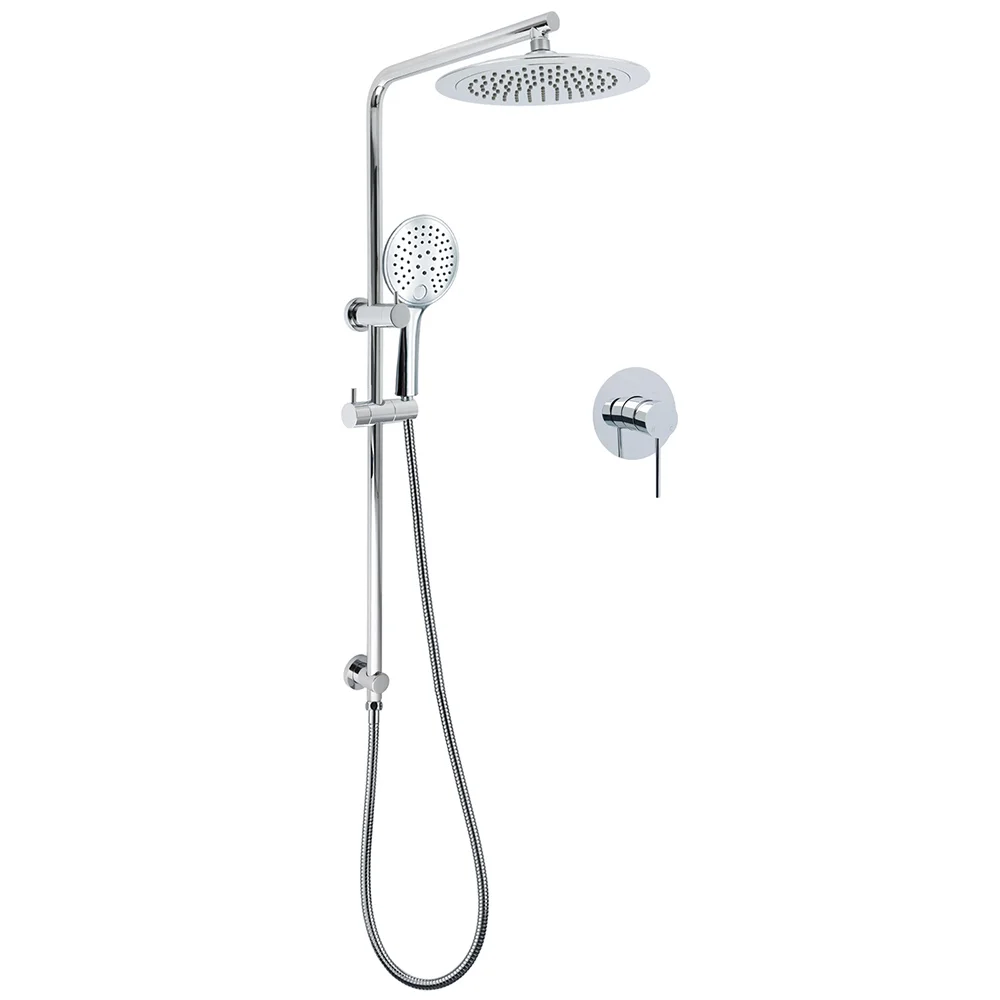 Chrome 9" Plastic Rain Shower Head 3 Modes Handheld Rose Slide Rail Diverter Mixer Set
